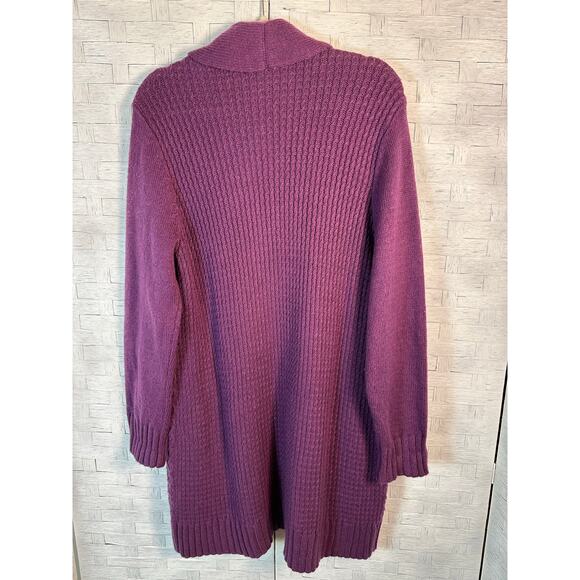 Chico’s womens cardigan purple long open front cozycore tradMom coastalcore - Picture 2 of 7